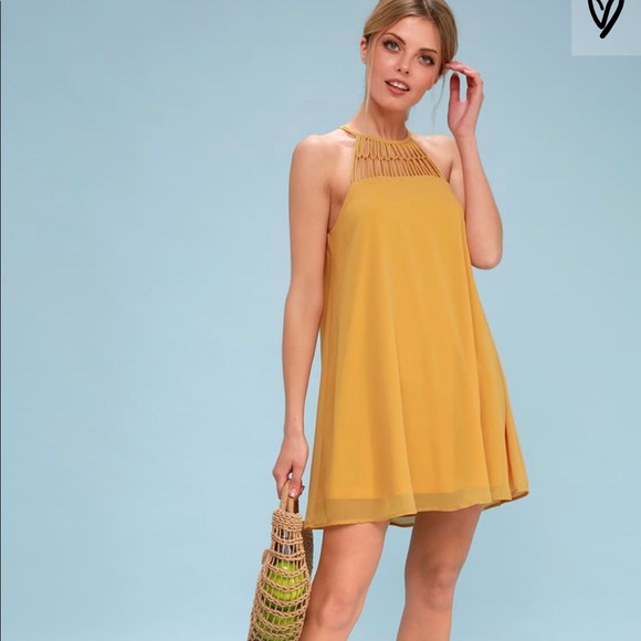 mustard yellow swing dress